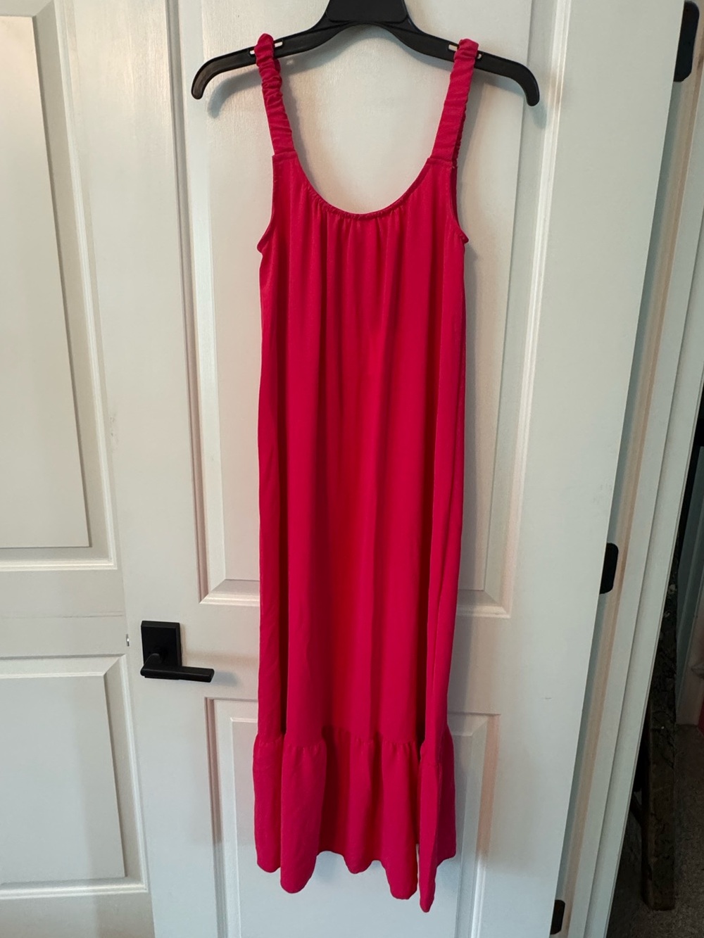 See You Monday Hot Pink Sleeveless Ruffled-Hem Maxi Dress